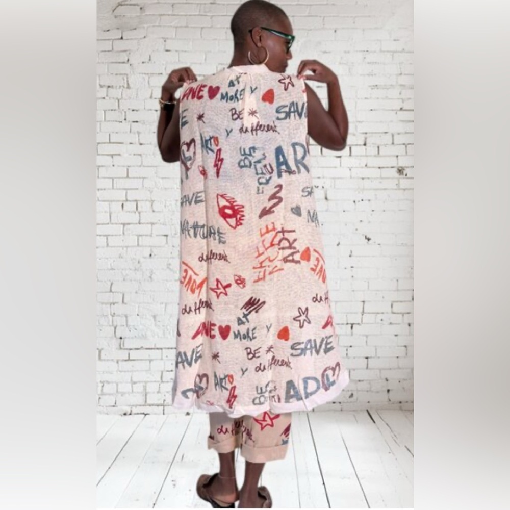 Colorful Graphic Printed vest duster